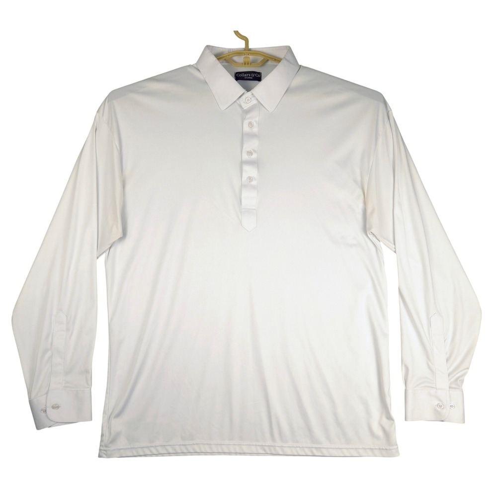 Collars & Co Mens 3XL White‎ Dress Collar Polo Long Sleeve Performance Shirt